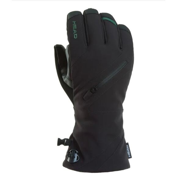 Head Unisex Black Ski Gloves w/ DuPont Sorona Insulation and Zipper Pocket NWT - Picture 3 of 8